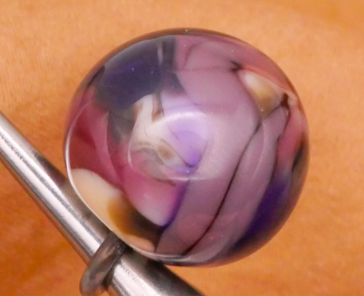 Rich Purple Marbled Paperweight Kathy Hoppe Glass Button Various 15-16mm