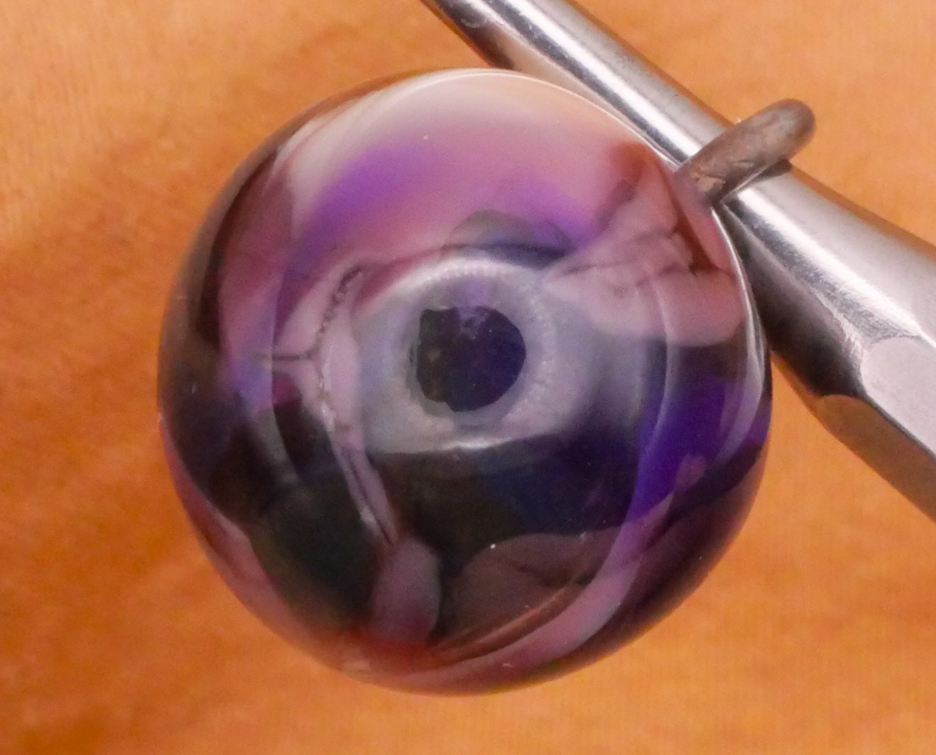 Rich Purple Marbled Paperweight Kathy Hoppe Glass Button Various 15-16mm