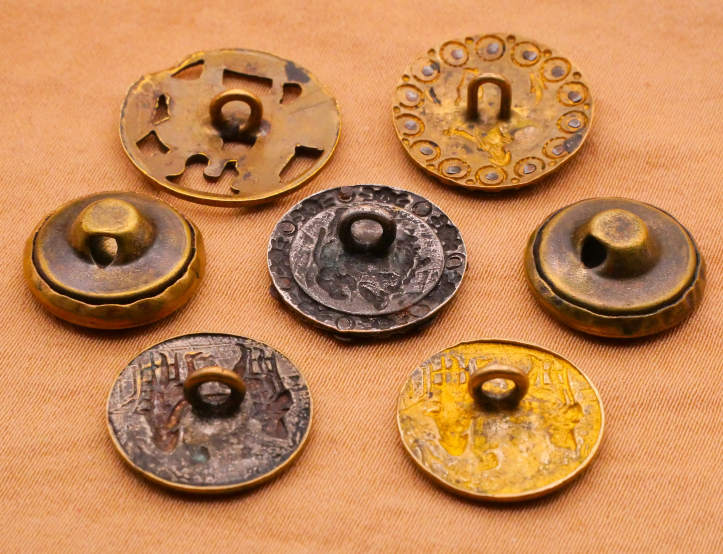 French Fop People Metal Victorian Picture Button Various 14-18mm
