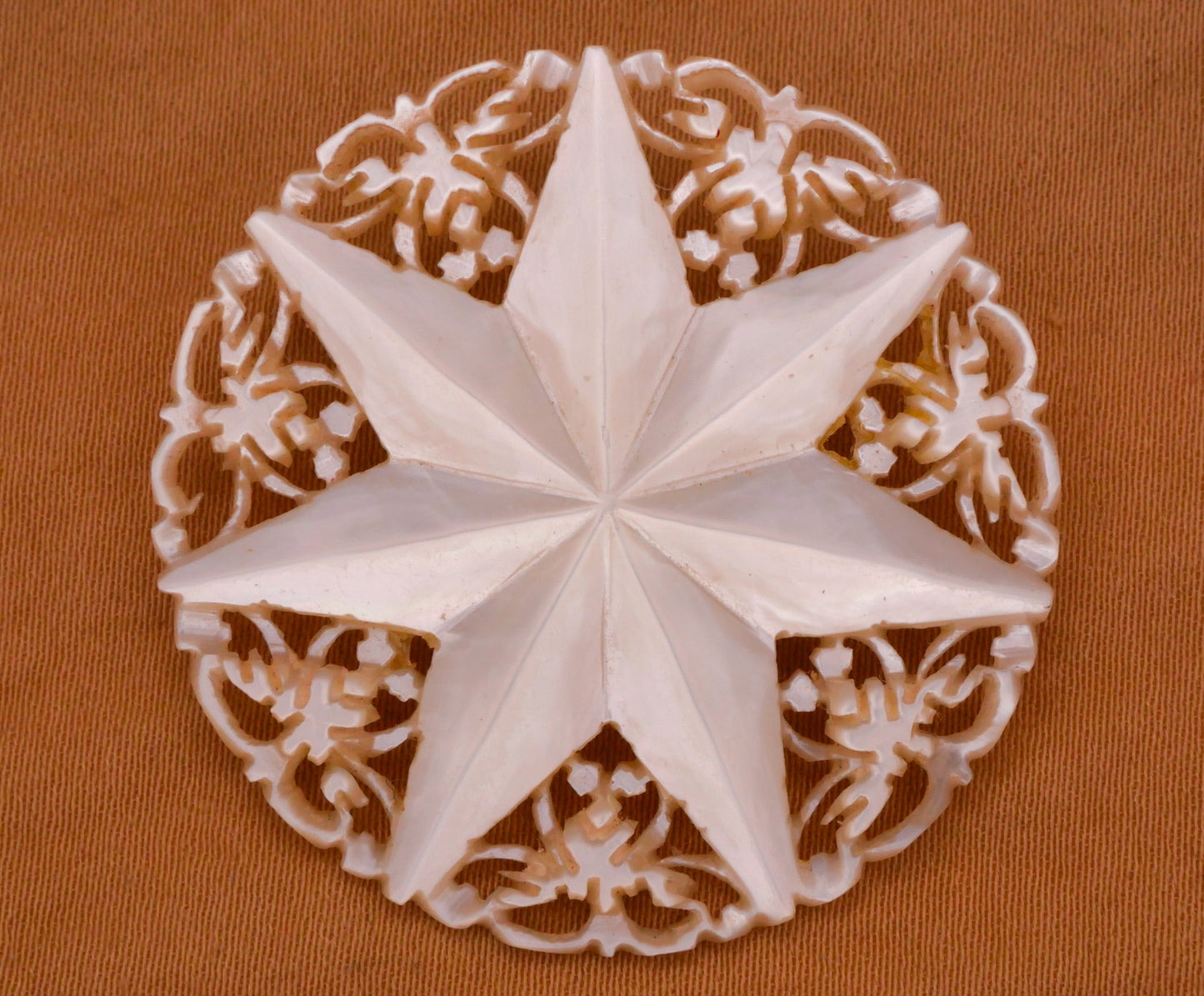 Star Intricate Carved Mother of Pearl Large Button 36mm