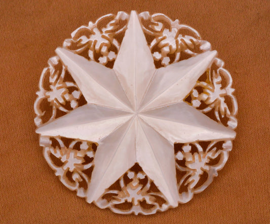 Star Intricate Carved Mother of Pearl Large Button 36mm