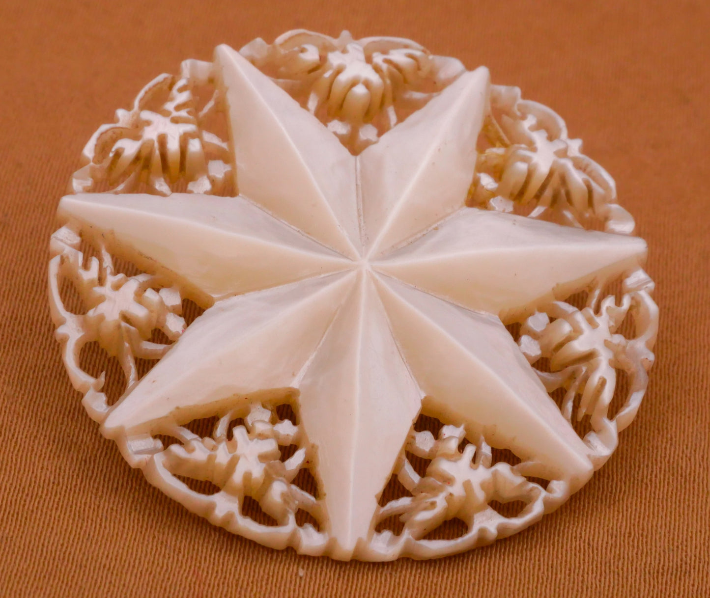 Star Intricate Carved Mother of Pearl Large Button 36mm