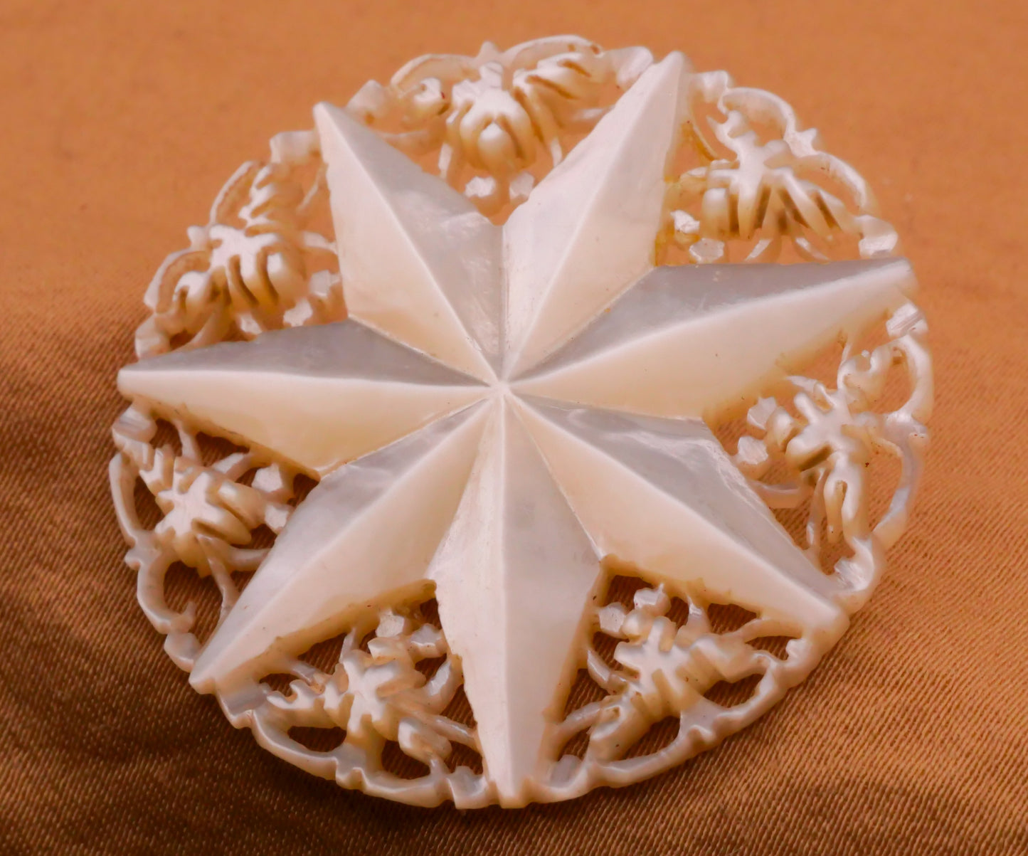 Star Intricate Carved Mother of Pearl Large Button 36mm