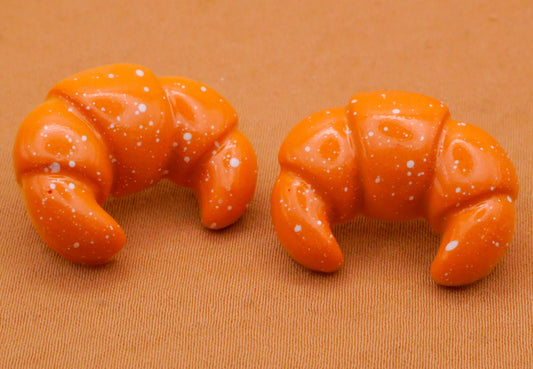 Croissant French Pastry Realistic Plastic Pair of Buttons 18x23mm