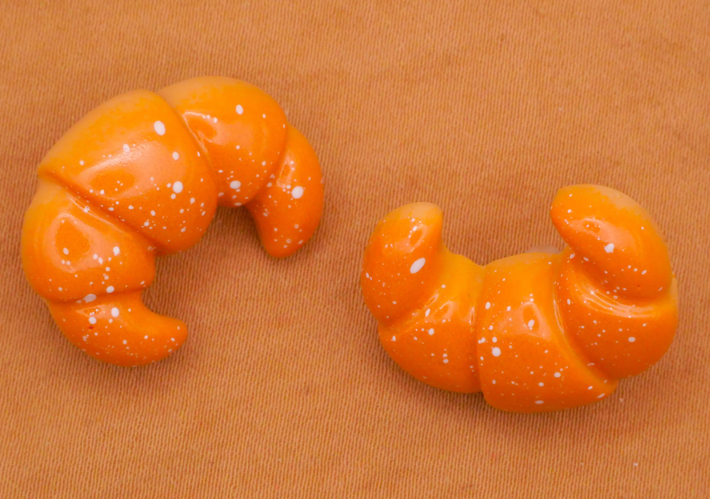 Croissant French Pastry Realistic Plastic Pair of Buttons 18x23mm