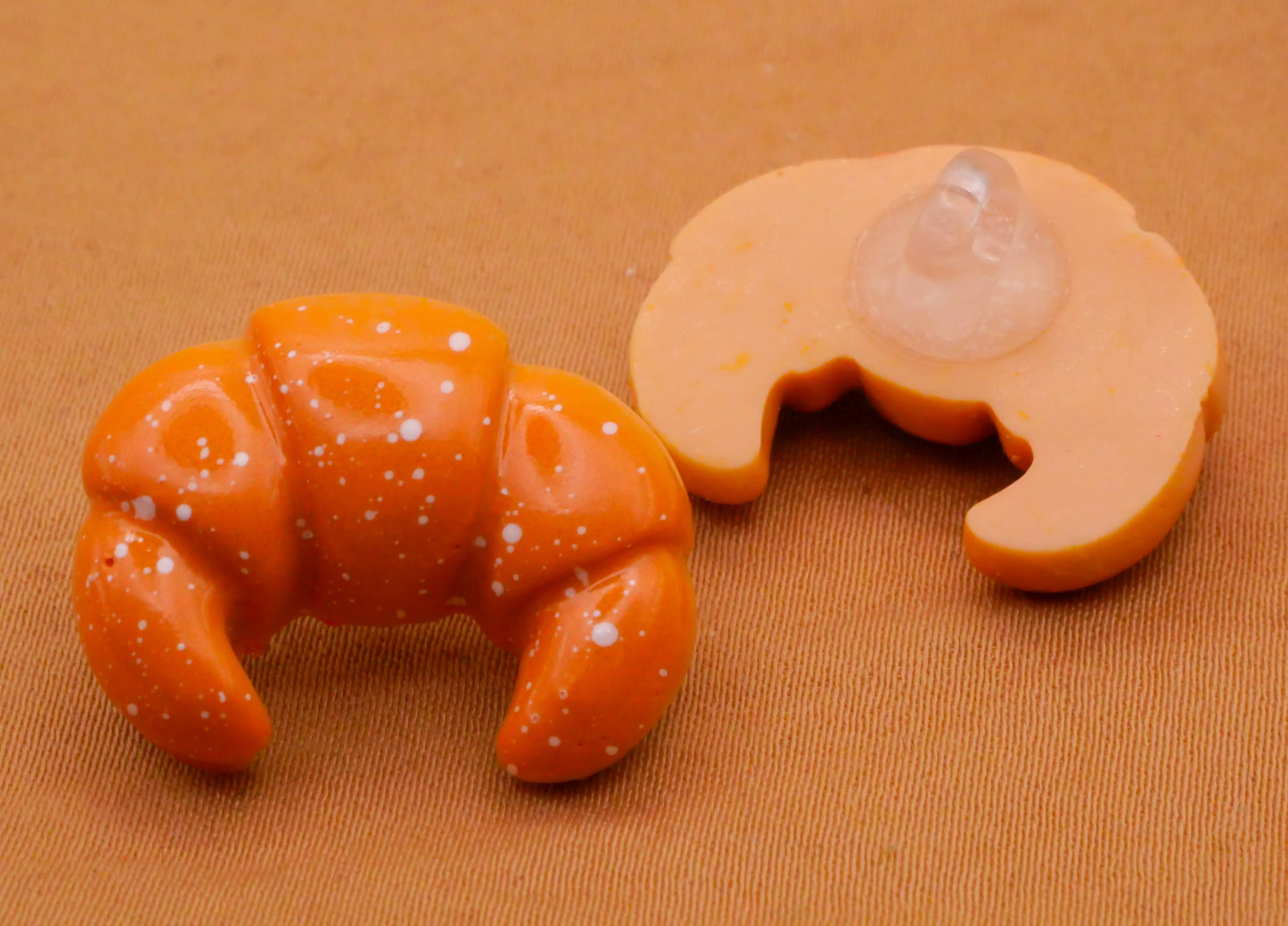 Croissant French Pastry Realistic Plastic Pair of Buttons 18x23mm