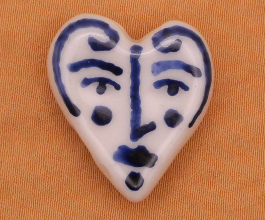 Heart Face Hand-Painted Ceramic Bead 20x22mm