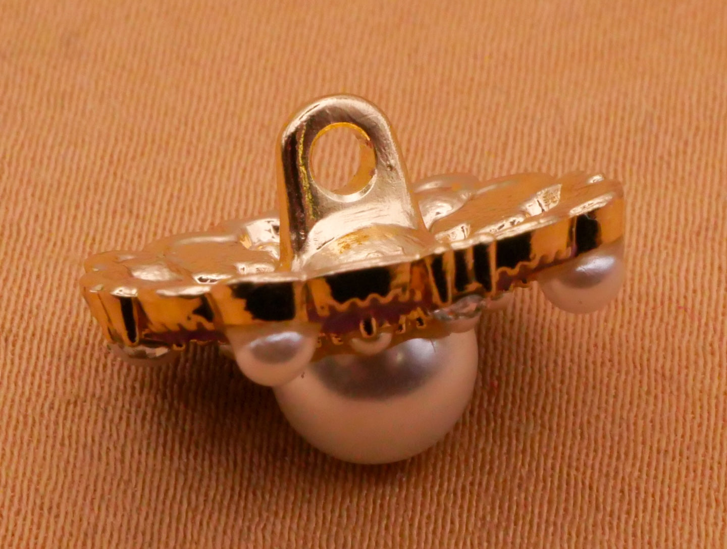 Purple Enamel Rhinestone Pearl Metal Button 19mm