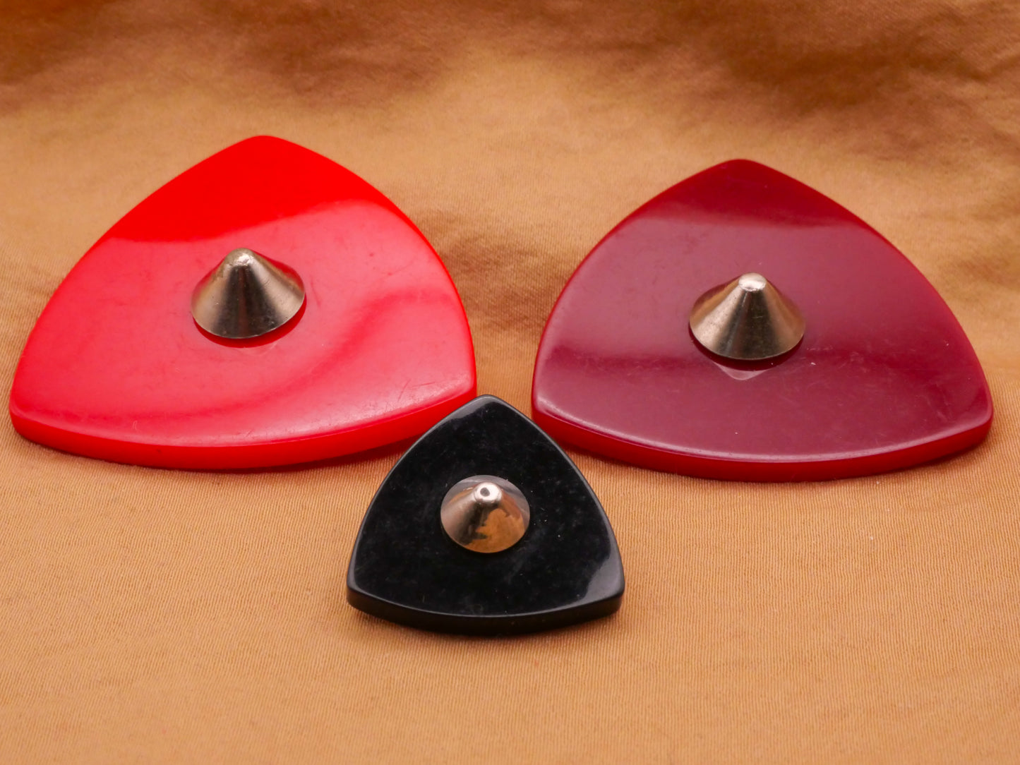 Futuristic Triangular Metal Stud Vintage Plastic Button Various 21-43mm