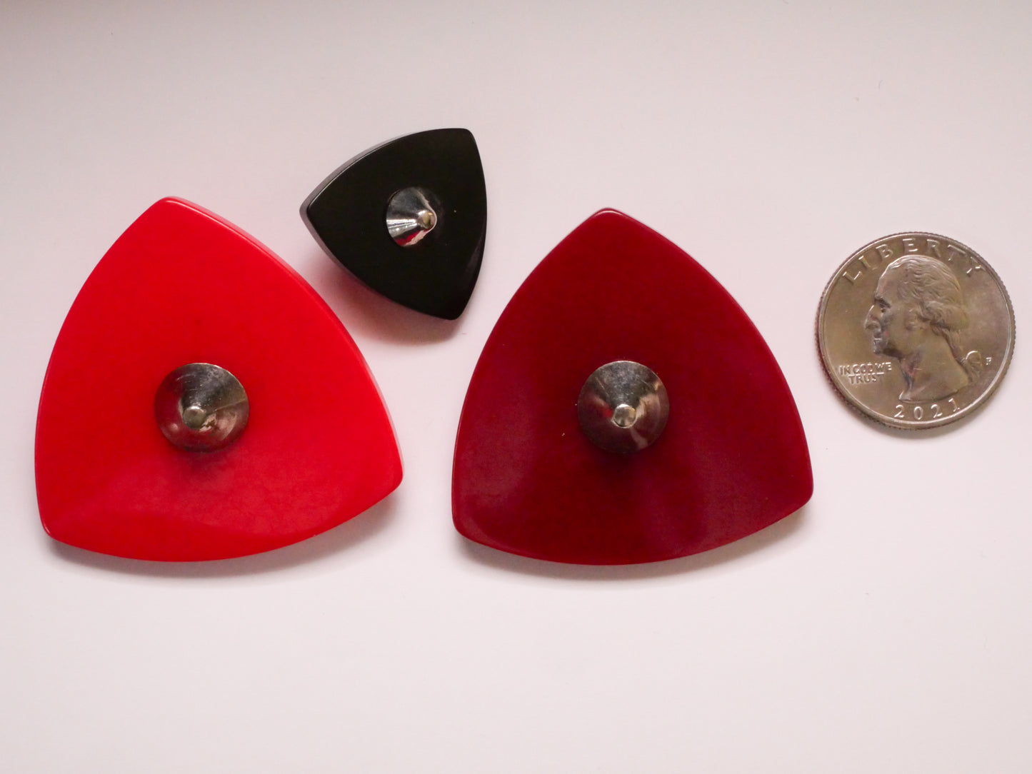 Futuristic Triangular Metal Stud Vintage Plastic Button Various 21-43mm