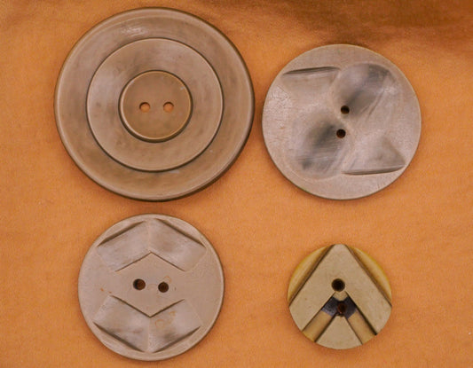 Futuristic Taupe Grey Gray Vintage Plastic Button Various 22-43mm