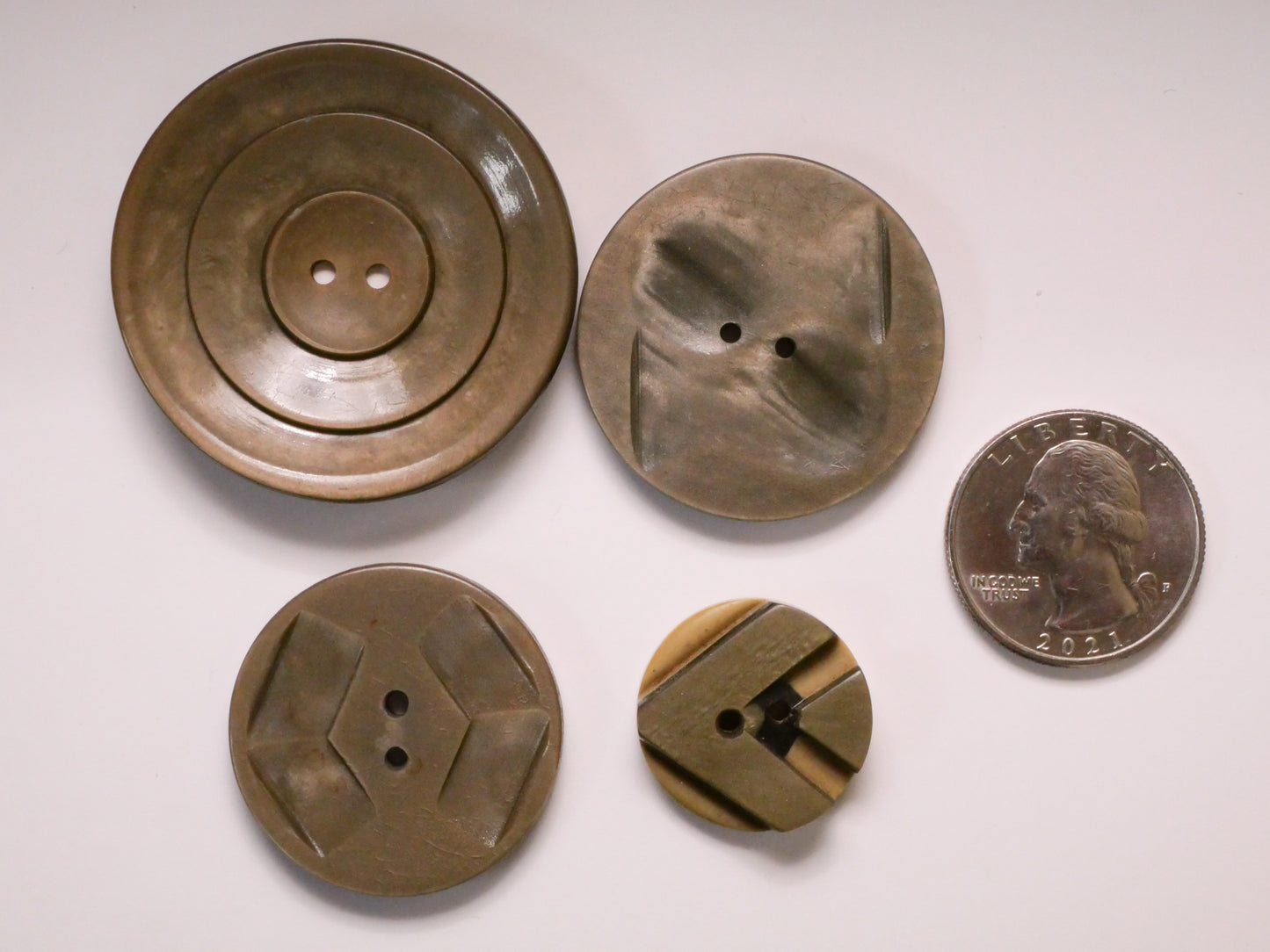 Futuristic Taupe Grey Gray Vintage Plastic Button Various 22-43mm