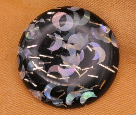 Crescent Moon Iridescent Glitter Resin Plastic Large Button 35mm