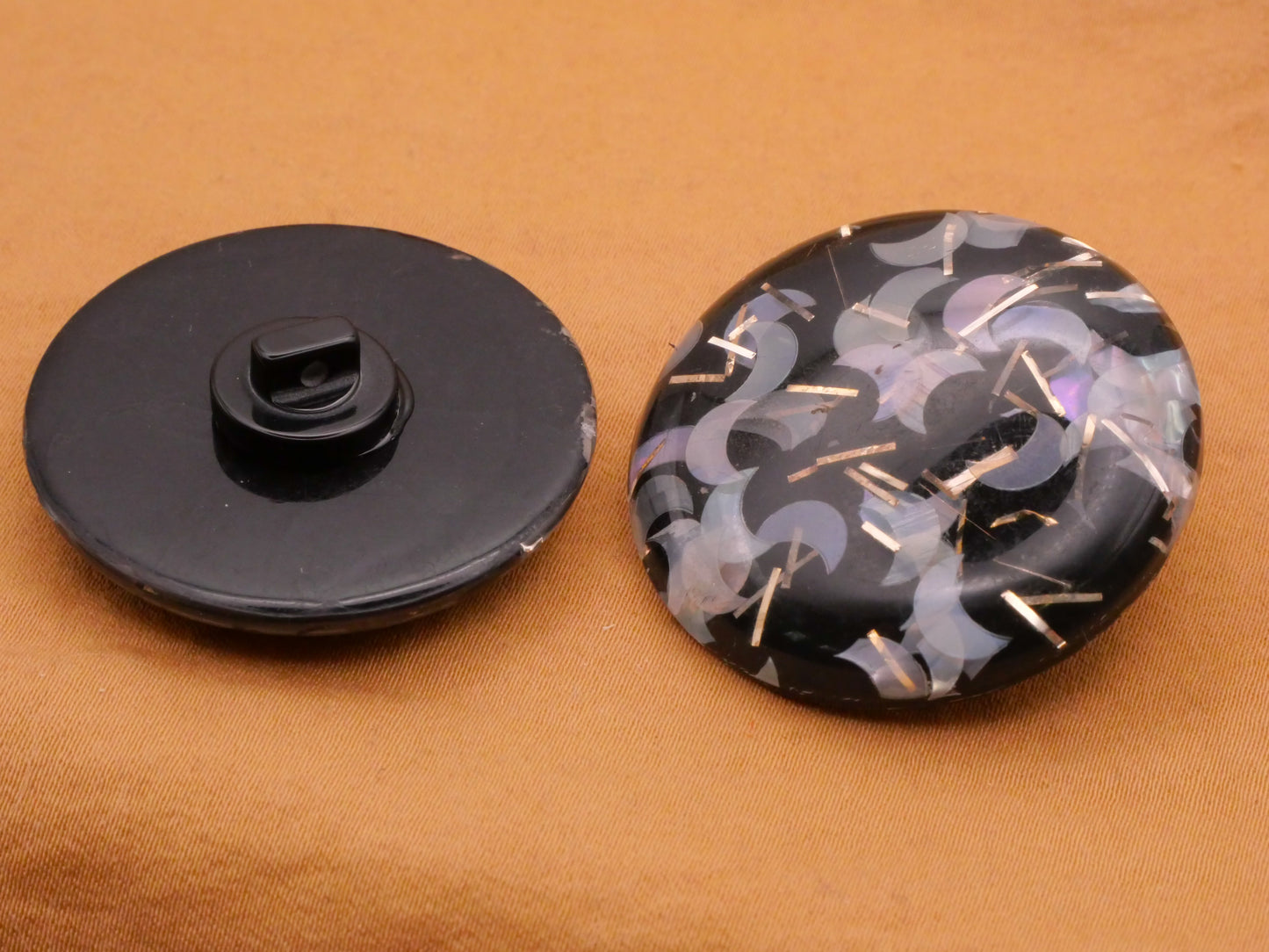 Crescent Moon Iridescent Glitter Resin Plastic Large Button 35mm