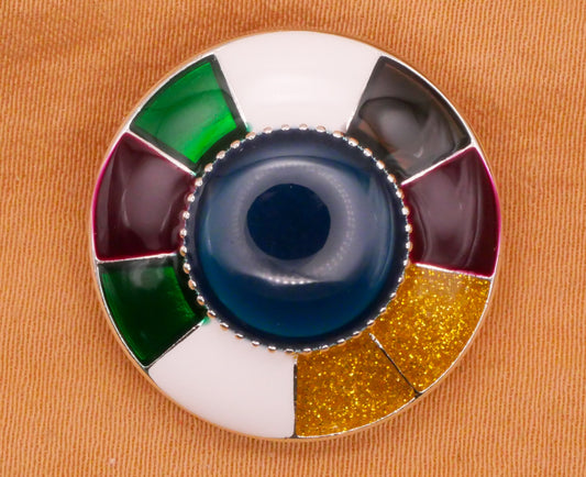 Patchwork Wheel Multi-Color Enamel Metal Button 23mm
