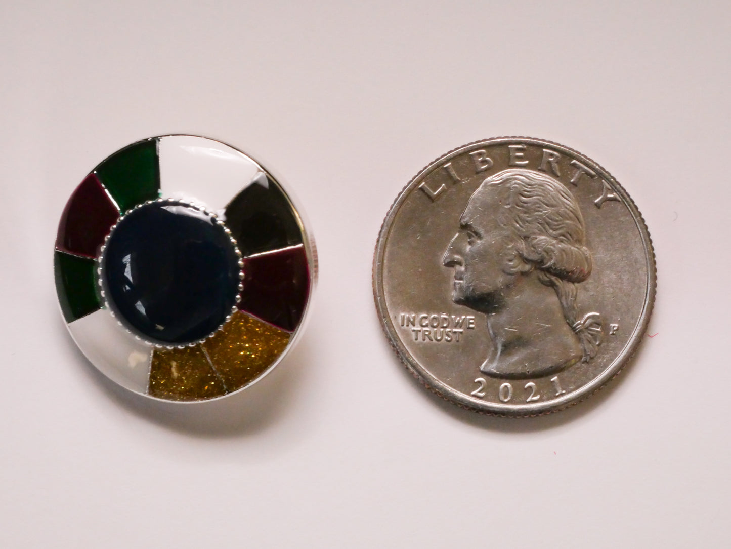 Patchwork Wheel Multi-Color Enamel Metal Button 23mm