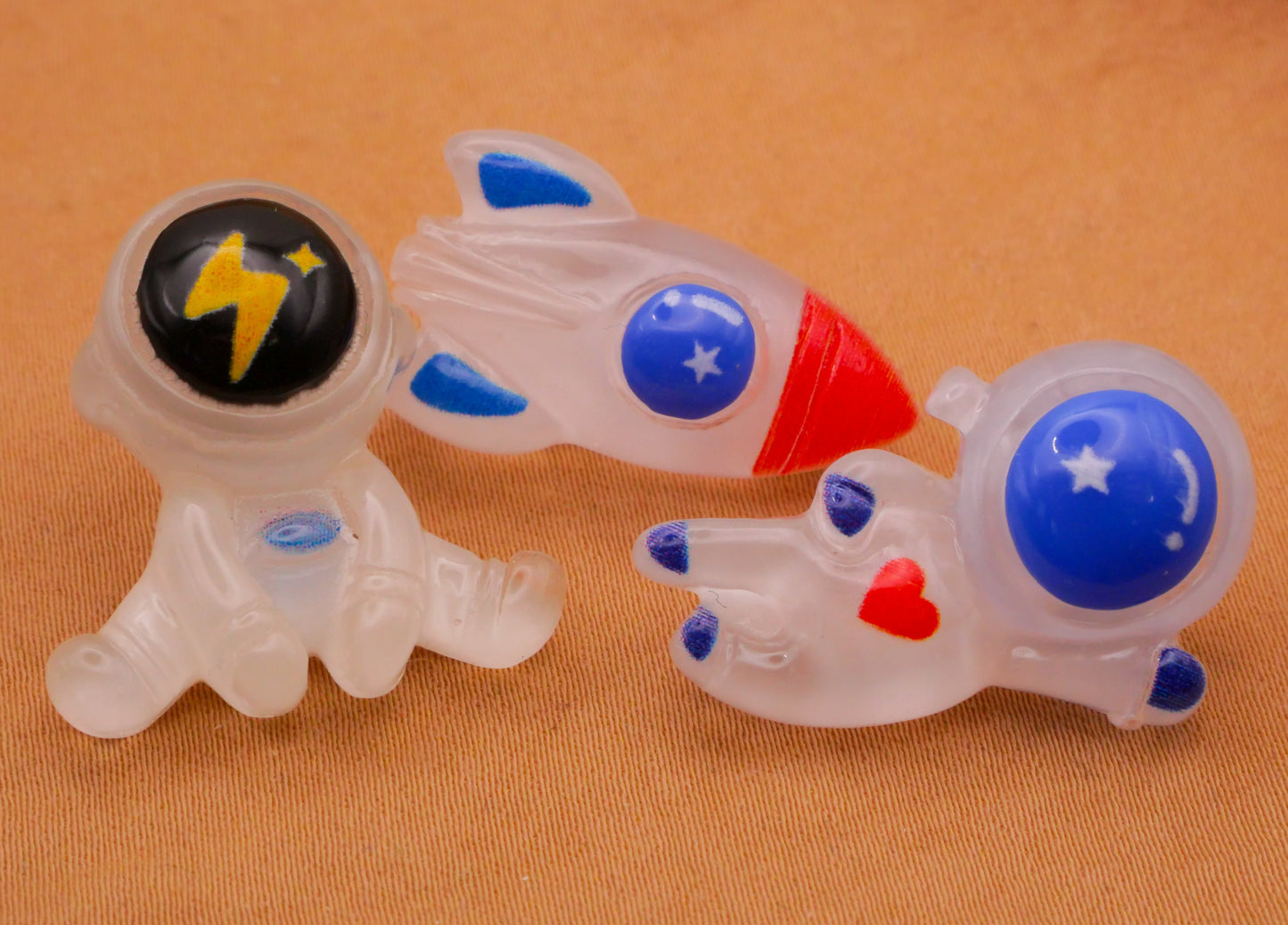 Astronaut Outer Space Plastic Set of Three Buttons Various 15-28mm