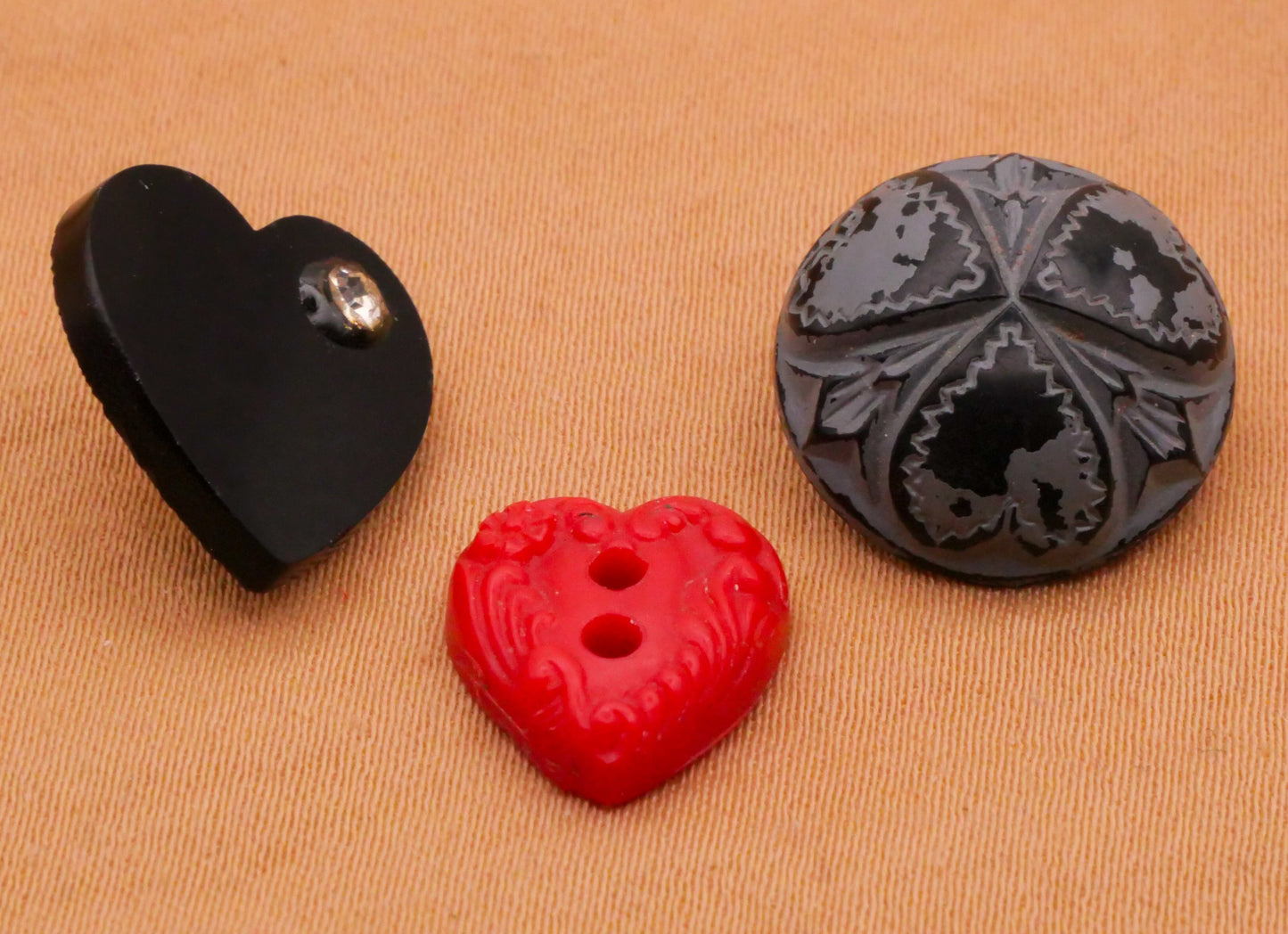 Heart Motif Vintage Plastic Button Various 11-15mm