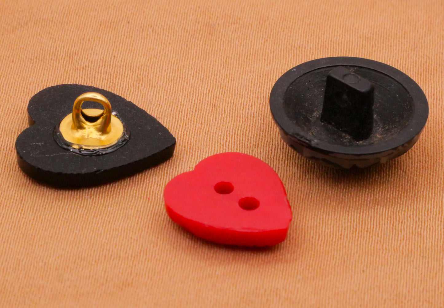 Heart Motif Vintage Plastic Button Various 11-15mm