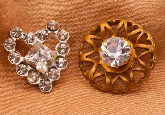 Heart Design Rhinestone Metal Button Various 17-19mm