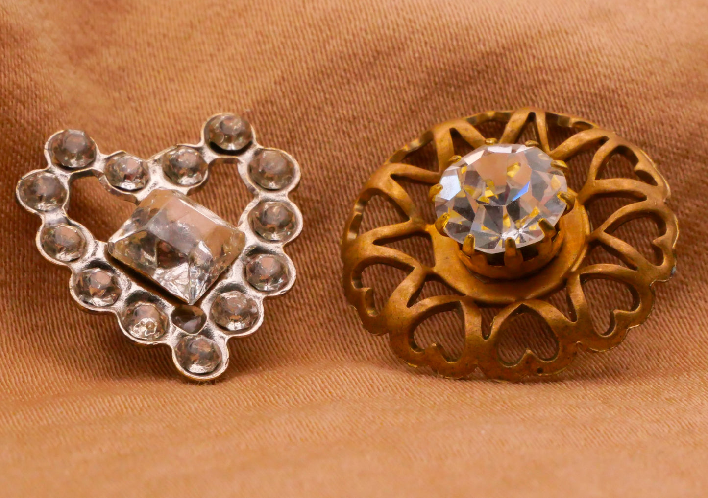 Heart Design Rhinestone Metal Button Various 17-19mm