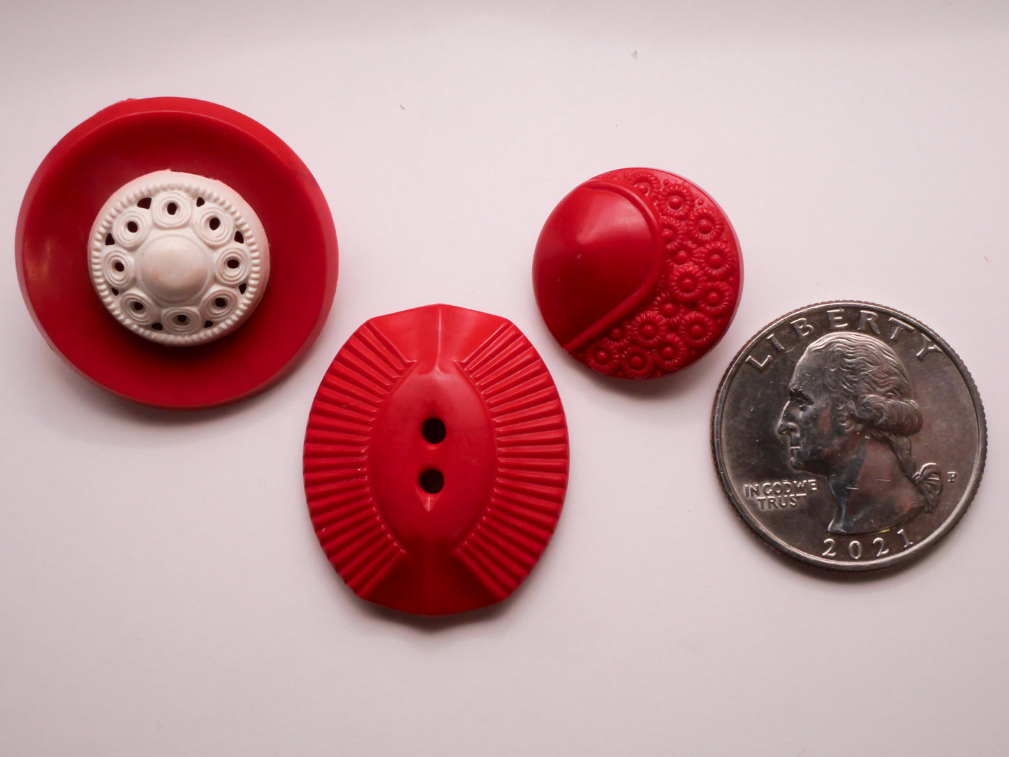 Red 1930s Inspired Vintage Red Plastic Button Various 19-28mm
