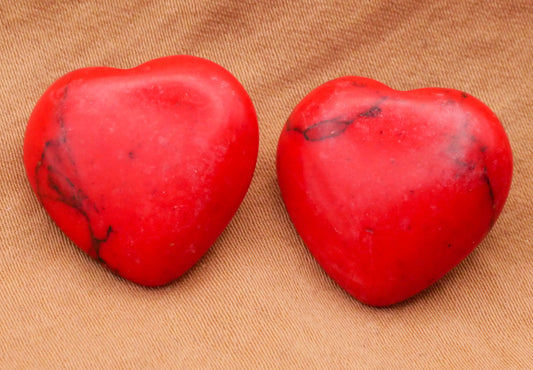 Heart Red Dyed Stone Button Various 19x20mm