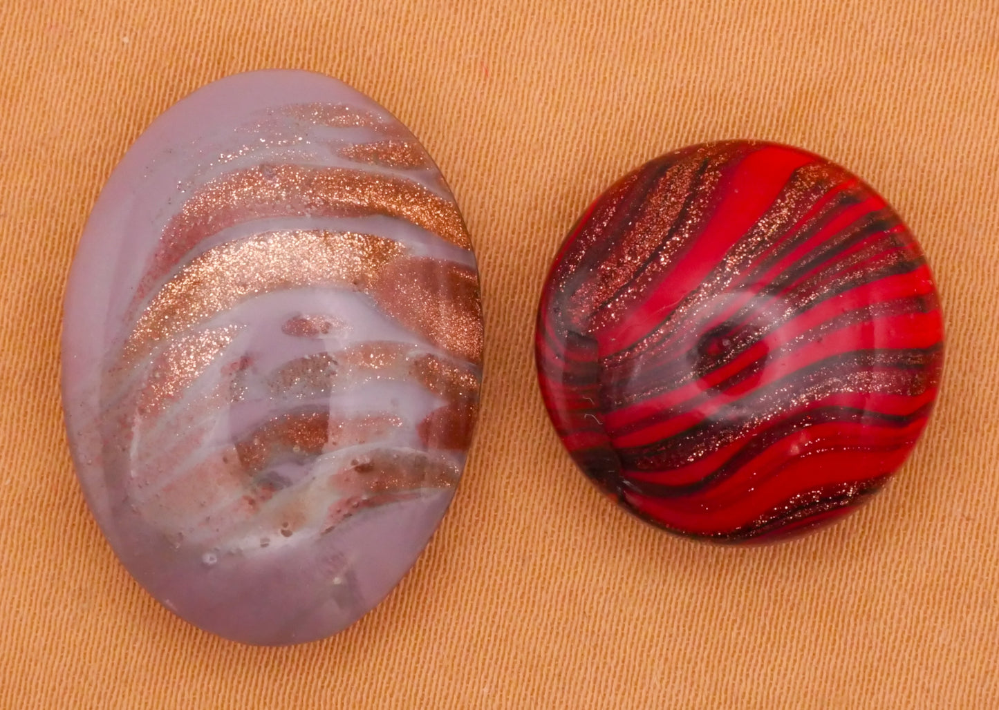 Marbled Glitter Lavender or Red Vintage Glass Button Various 17-25mm