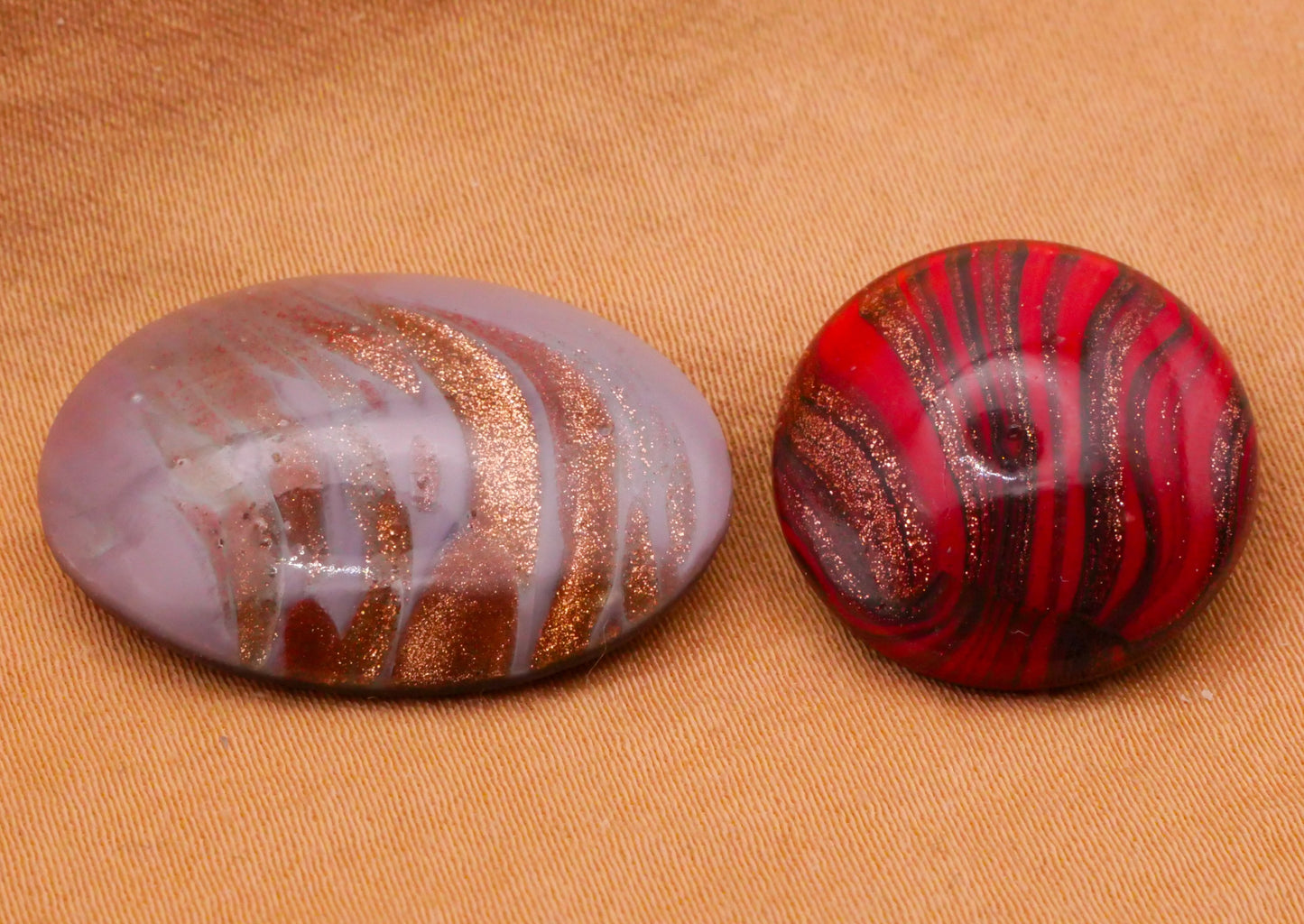 Marbled Glitter Lavender or Red Vintage Glass Button Various 17-25mm