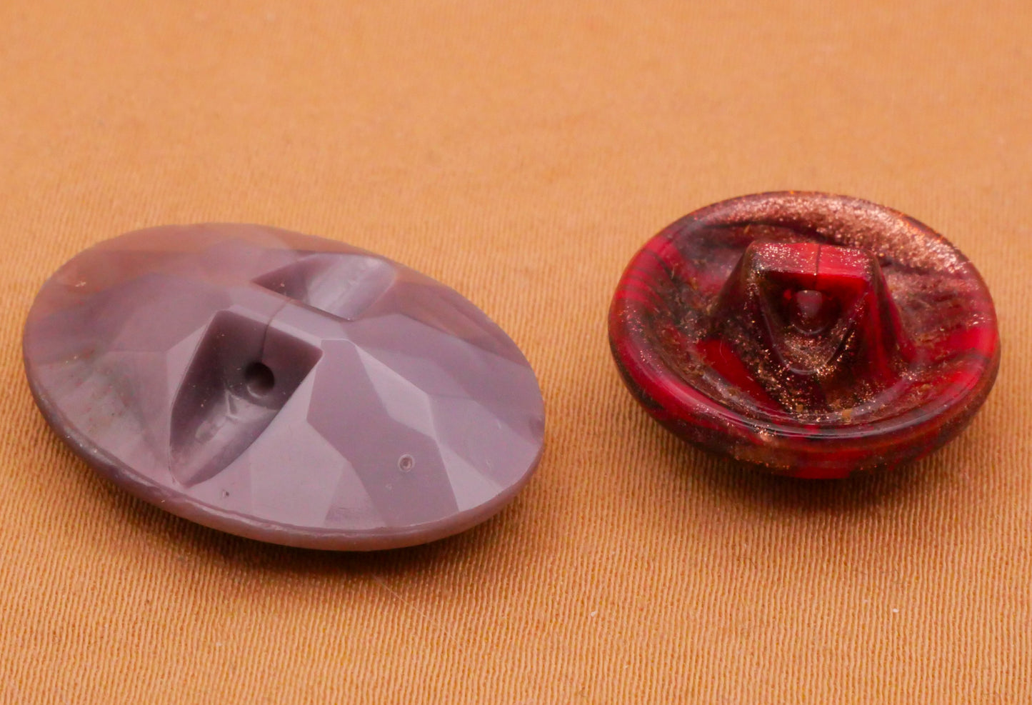 Marbled Glitter Lavender or Red Vintage Glass Button Various 17-25mm