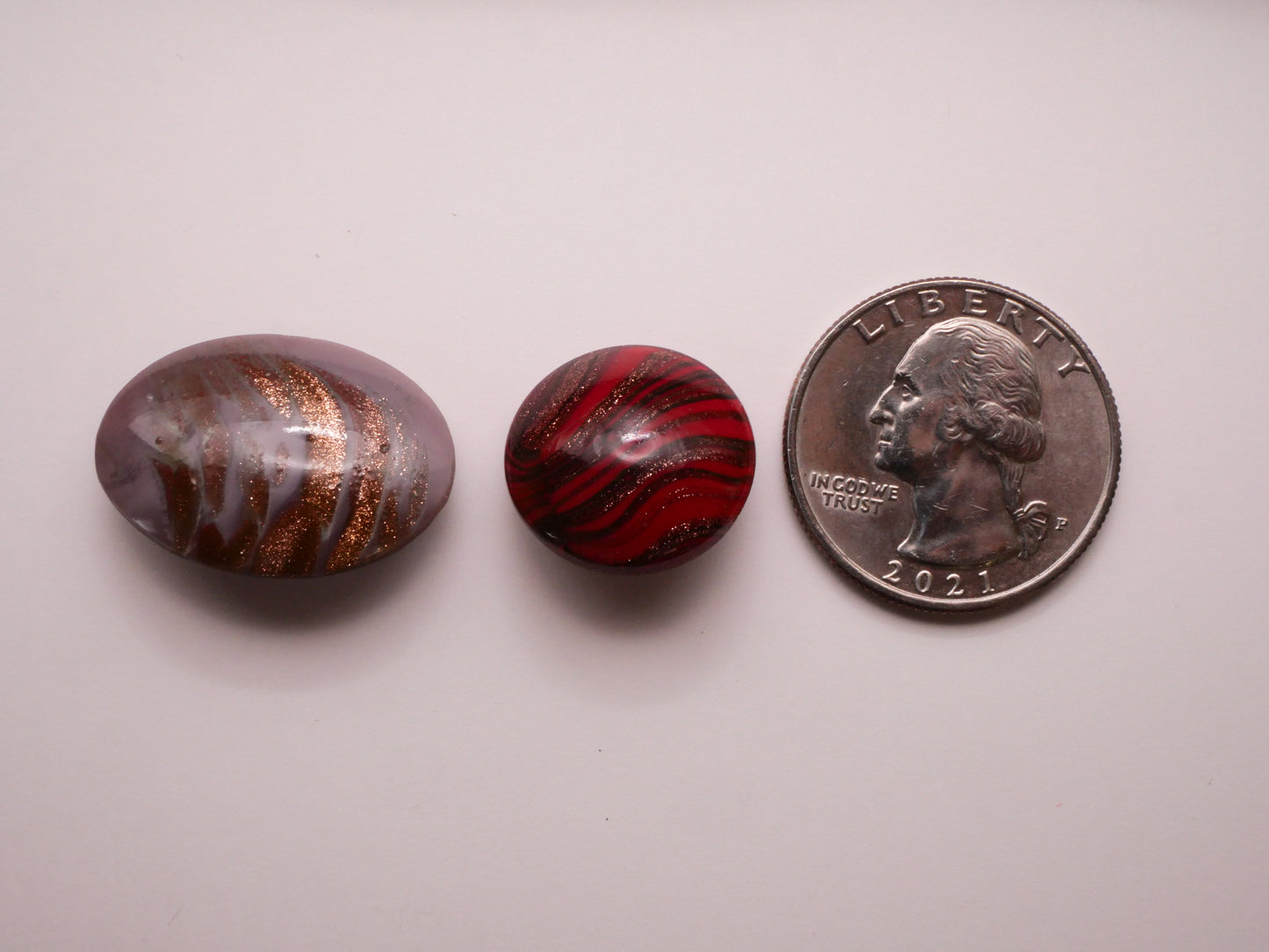 Marbled Glitter Lavender or Red Vintage Glass Button Various 17-25mm