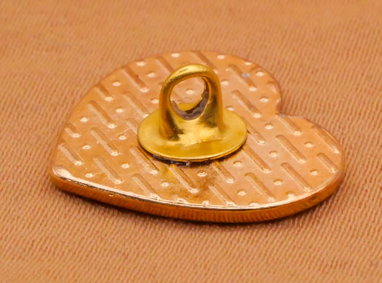 Happy Valentine's Day Verbal Heart Metal Enamel Button 15x18mm