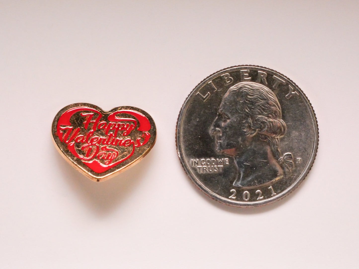Happy Valentine's Day Verbal Heart Metal Enamel Button 15x18mm