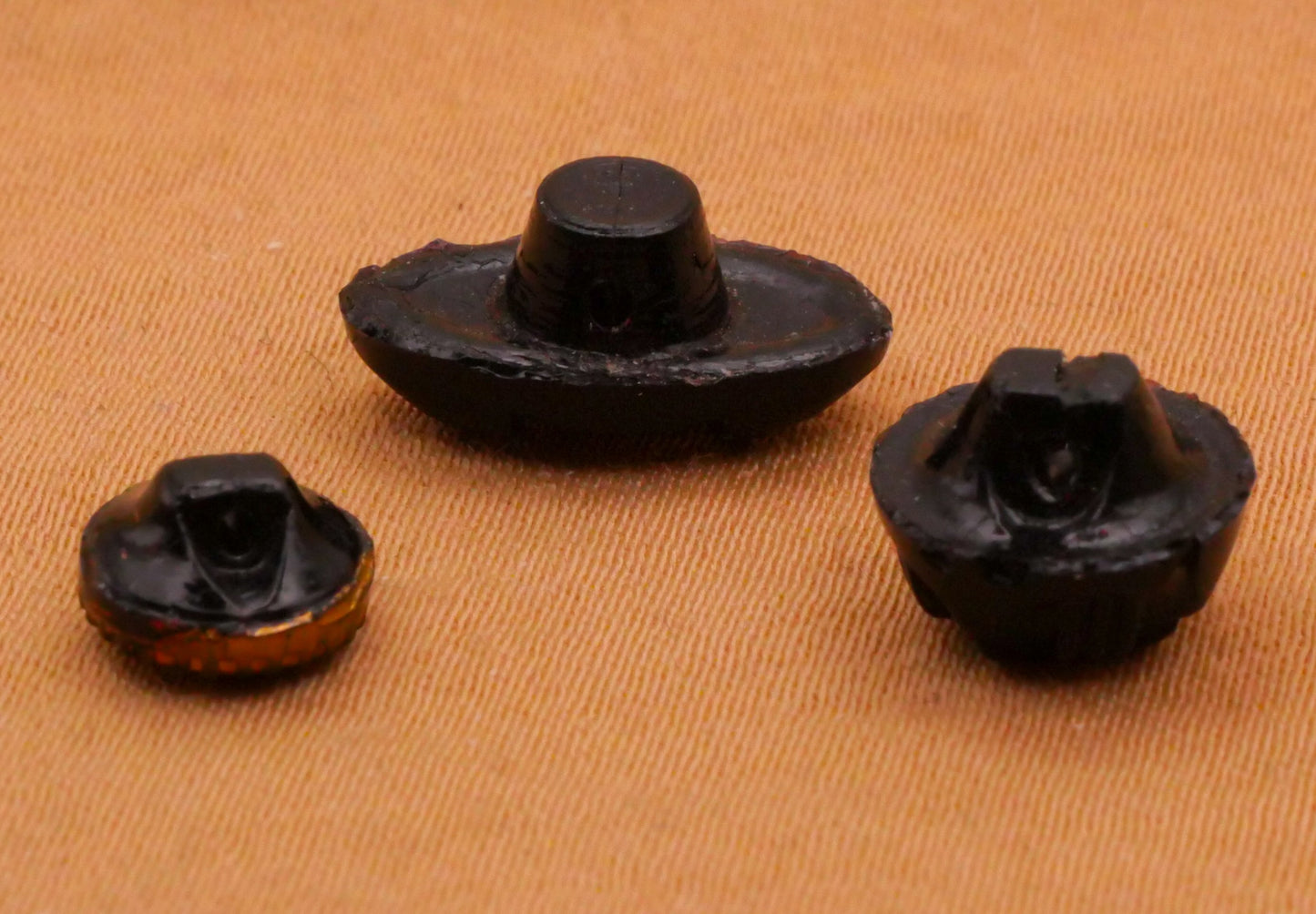 Rose Pink Hand-Painted Black Glass Button Various 7-14mm