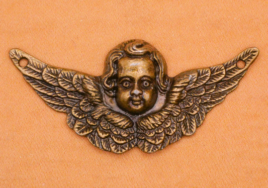 Cherub Angel Bronze Metal Embellishment 23x49mm