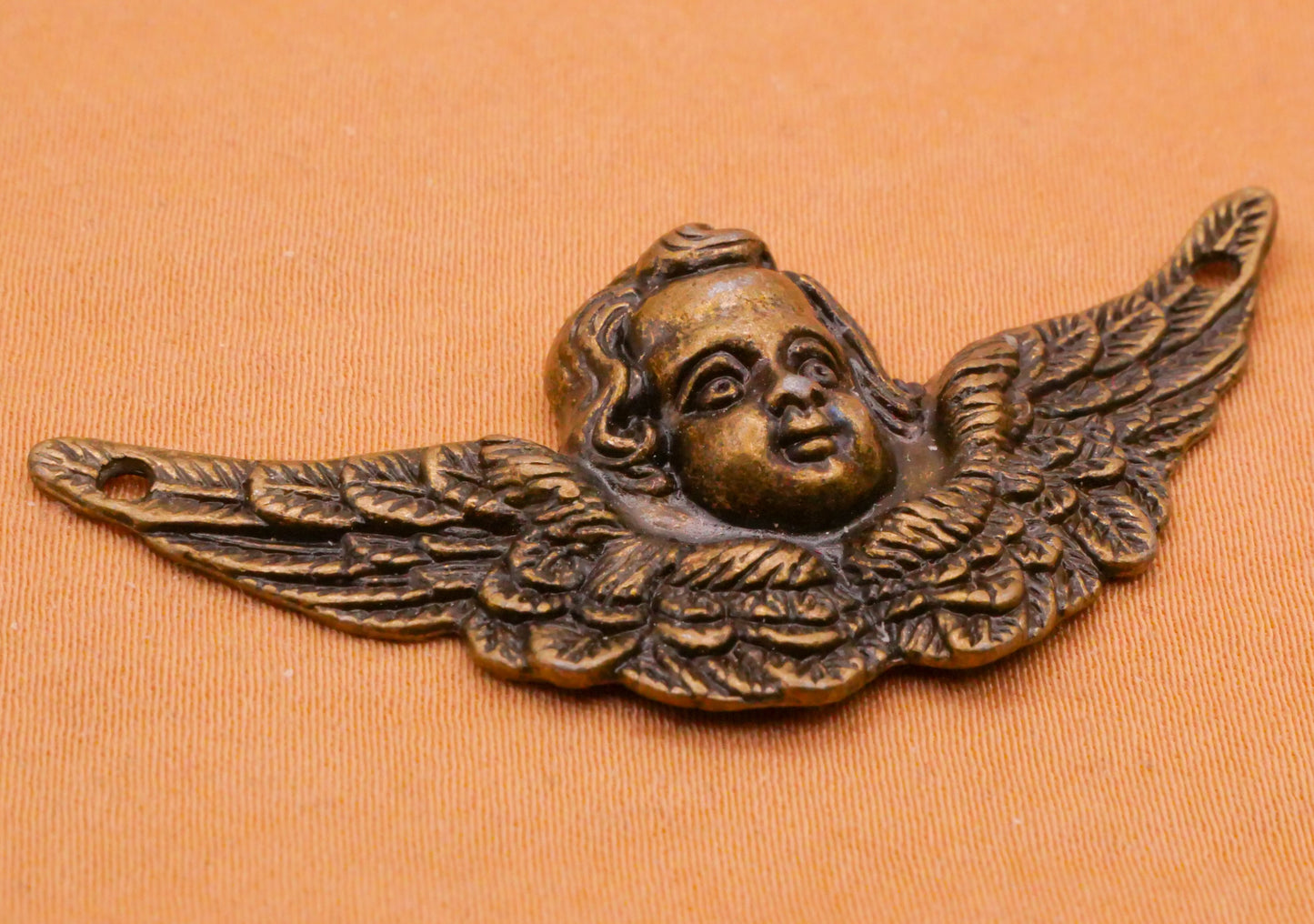 Cherub Angel Bronze Metal Embellishment 23x49mm