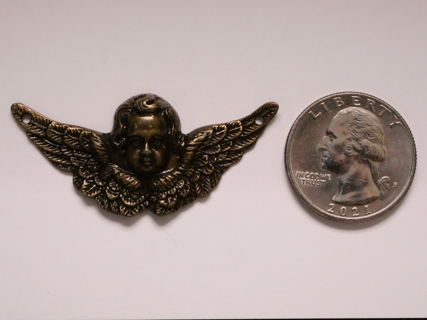 Cherub Angel Bronze Metal Embellishment 23x49mm