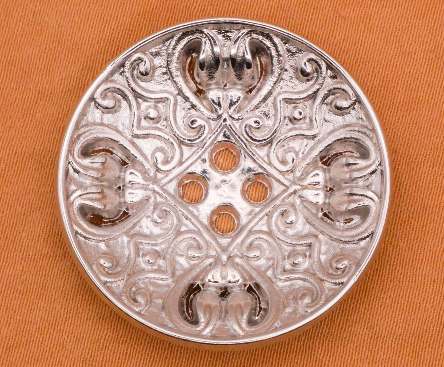 Heart Filigree Pierced Silver Metal Button 29mm