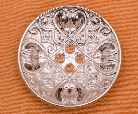 Heart Filigree Pierced Silver Metal Button 29mm