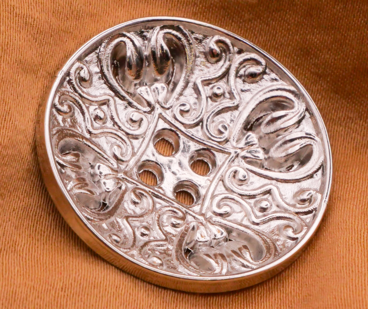Heart Filigree Pierced Silver Metal Button 29mm