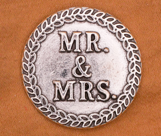 Mr. and Mrs. Wedding Bride Anniversary Verbal Metal Button 24mm