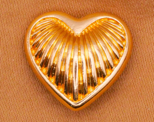 Heart Shell Look Shiny Gold Metal Button 16x17mm