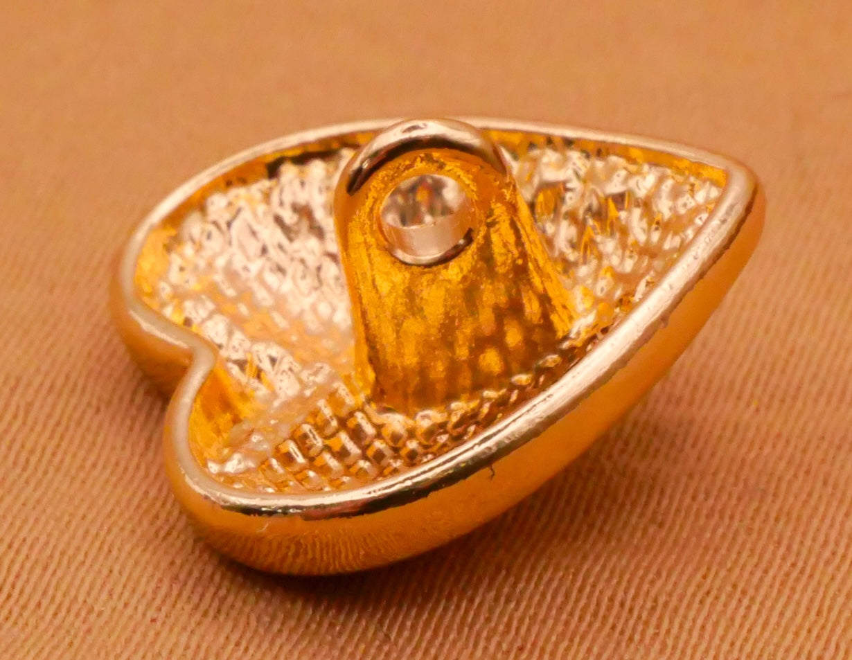 Heart Shell Look Shiny Gold Metal Button 16x17mm