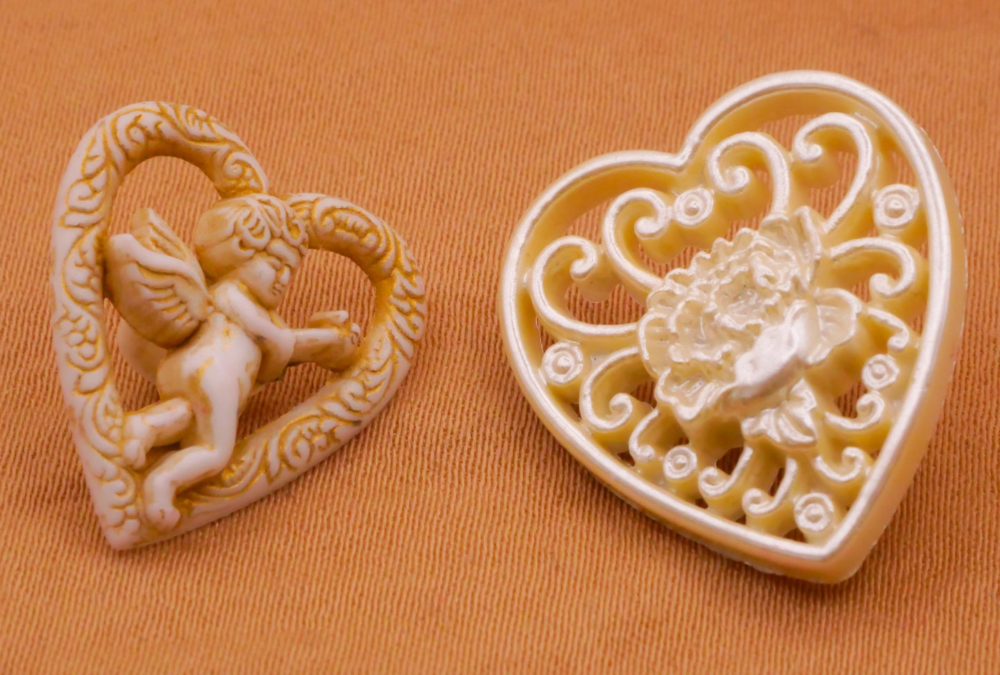 Heart Ivory Valentine Plastic Button Various 16-21mm