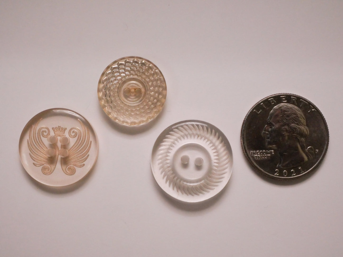 Lucite Look Reverse Design Plastic Button Various 19-23mm