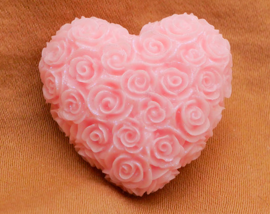 Heart Rose Intricate Pink Resin Plastic Button 24x25mm