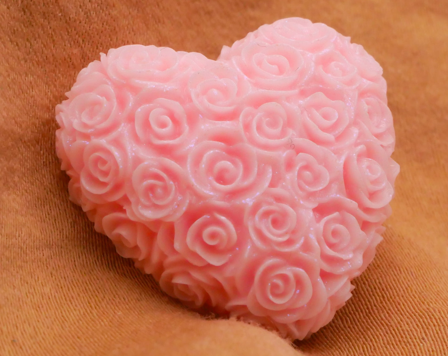 Heart Rose Intricate Pink Resin Plastic Button 24x25mm