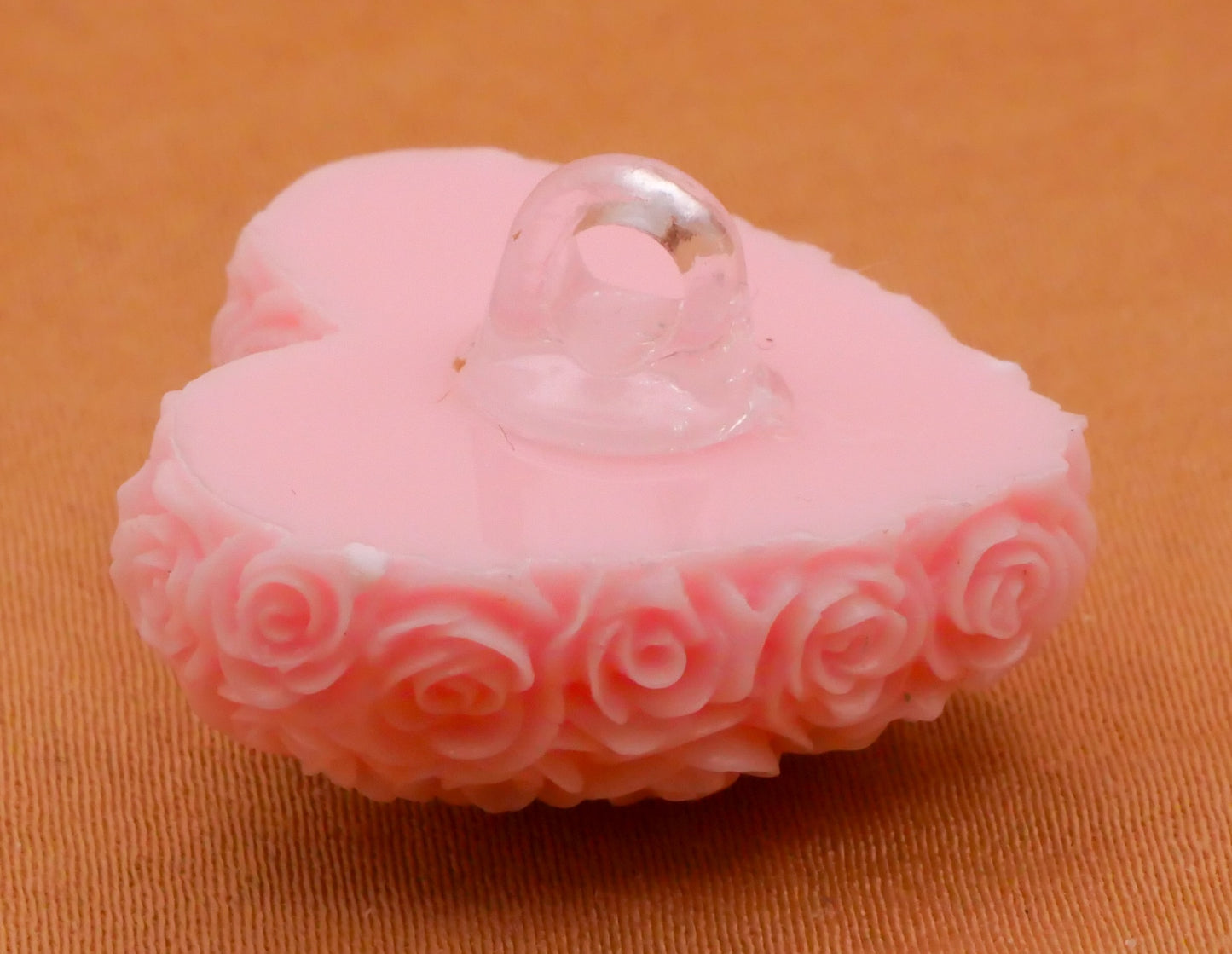 Heart Rose Intricate Pink Resin Plastic Button 24x25mm