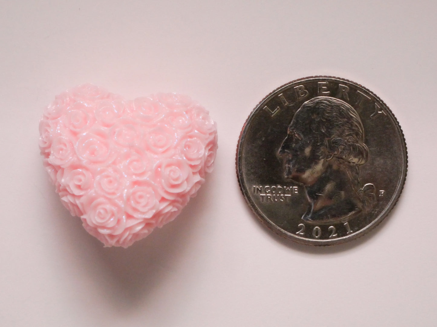 Heart Rose Intricate Pink Resin Plastic Button 24x25mm