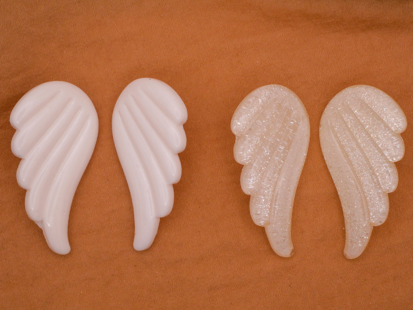 Wings White or Glitter Plastic Large Pair of Buttons 24x38mm